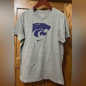 K-State Wildcats Nike Men's Heather Gray Tee with Dark Purple Graphic